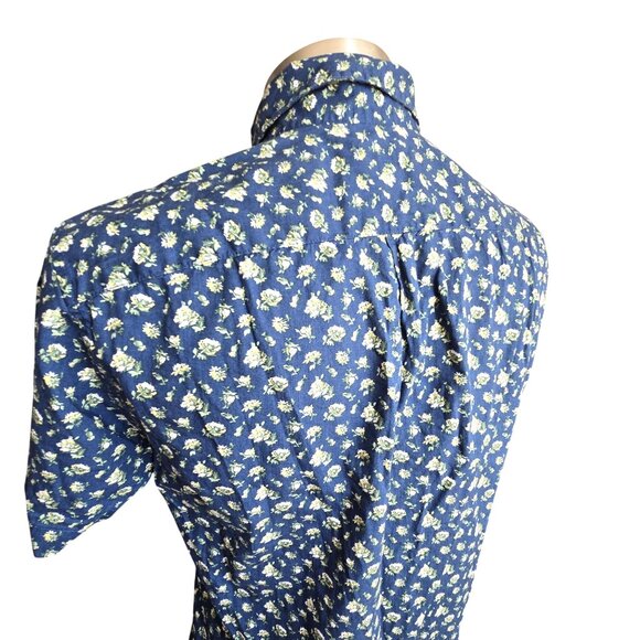 J. Crew Womens Blue Floral Button-Up Shirt With Short Sleeves Size Small  JJ3943 - Picture 6 of 9